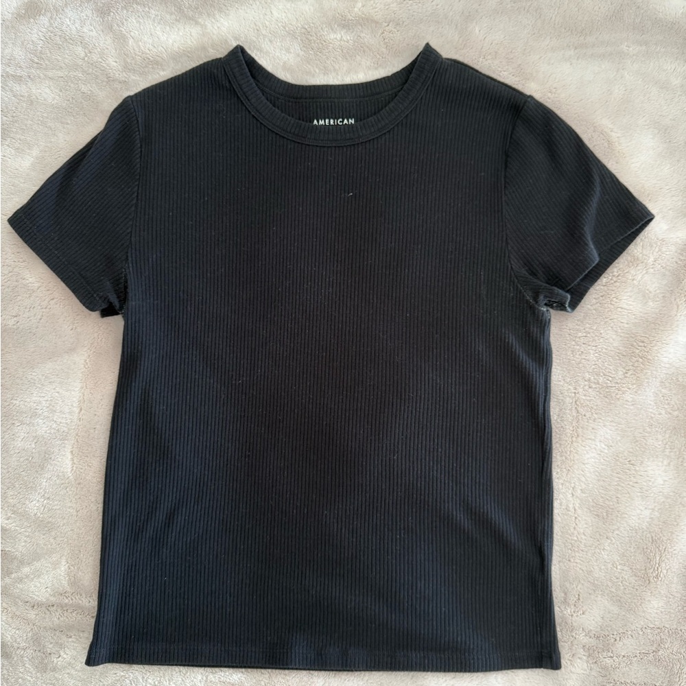 American Eagle Hey Baby Black Short Sleeve Tee